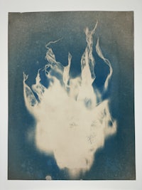 a black and white photo of a blue and white image